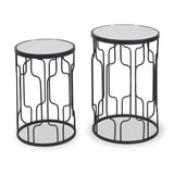 Caprisse S2 Mirror and Graphite Metal Side Tables from Roseland Furniture