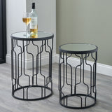 Caprisse S2 Mirror and Graphite Metal Side Tables from Roseland Furniture