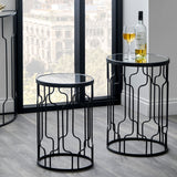 Caprisse S2 Mirror and Graphite Metal Side Tables from Roseland Furniture