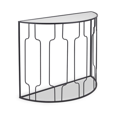 Caprisse Mirrored Glass Half Moon Console Table