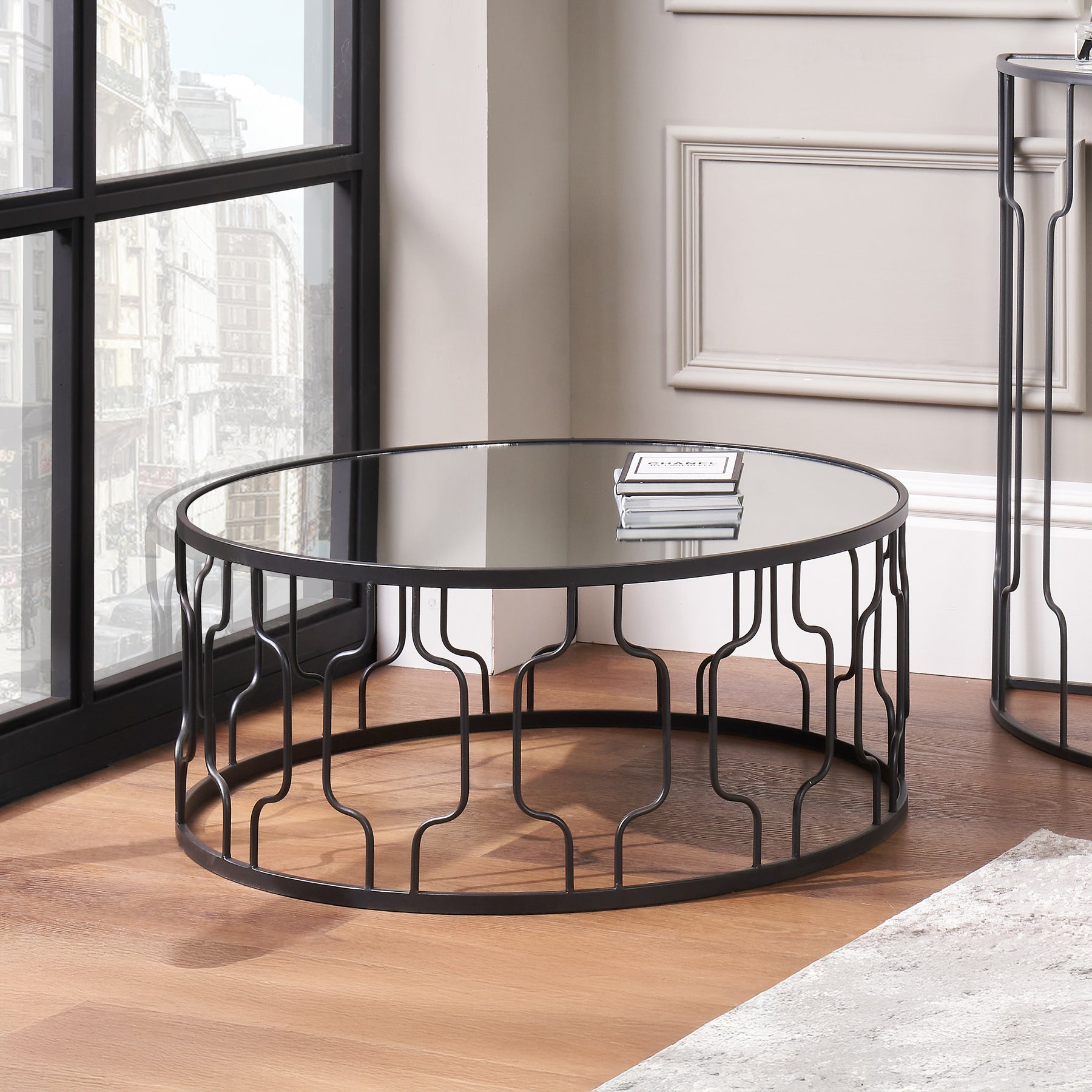 Caprisse Mirrored and Graphite Coffee Table from Roseland Furniture