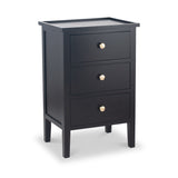 Chelmsford Satin Black Pine Wood 3 Drawer Unit from Roseland Furniture