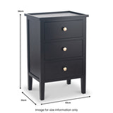 Chelmsford Satin Black Pine Wood 3 Drawer Unit from Roseland Furniture