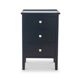 Chelmsford Satin Black Pine Wood 3 Drawer Unit from Roseland Furniture