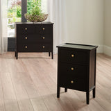 Chelmsford Satin Black Pine Wood 3 Drawer Unit from Roseland Furniture