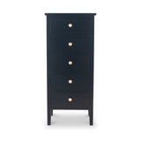 Chelmsford Black Pine Wood 5 Drawer Tallboy from Roseland Furniture