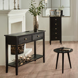 Chelmsford Black Pine Wood 5 Drawer Tallboy from Roseland Furniture