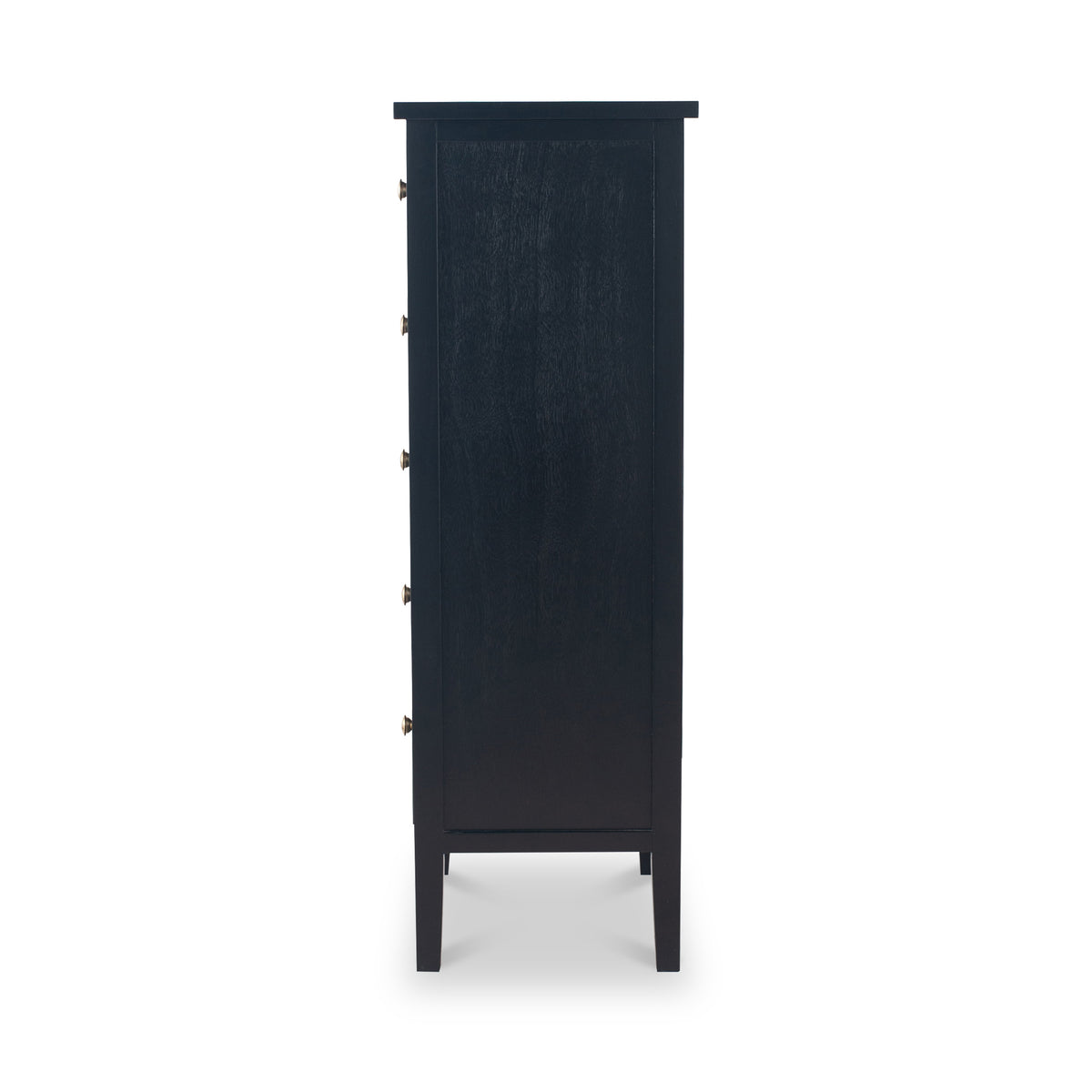 Chelmsford Black Pine Wood 5 Drawer Tallboy from Roseland Furniture