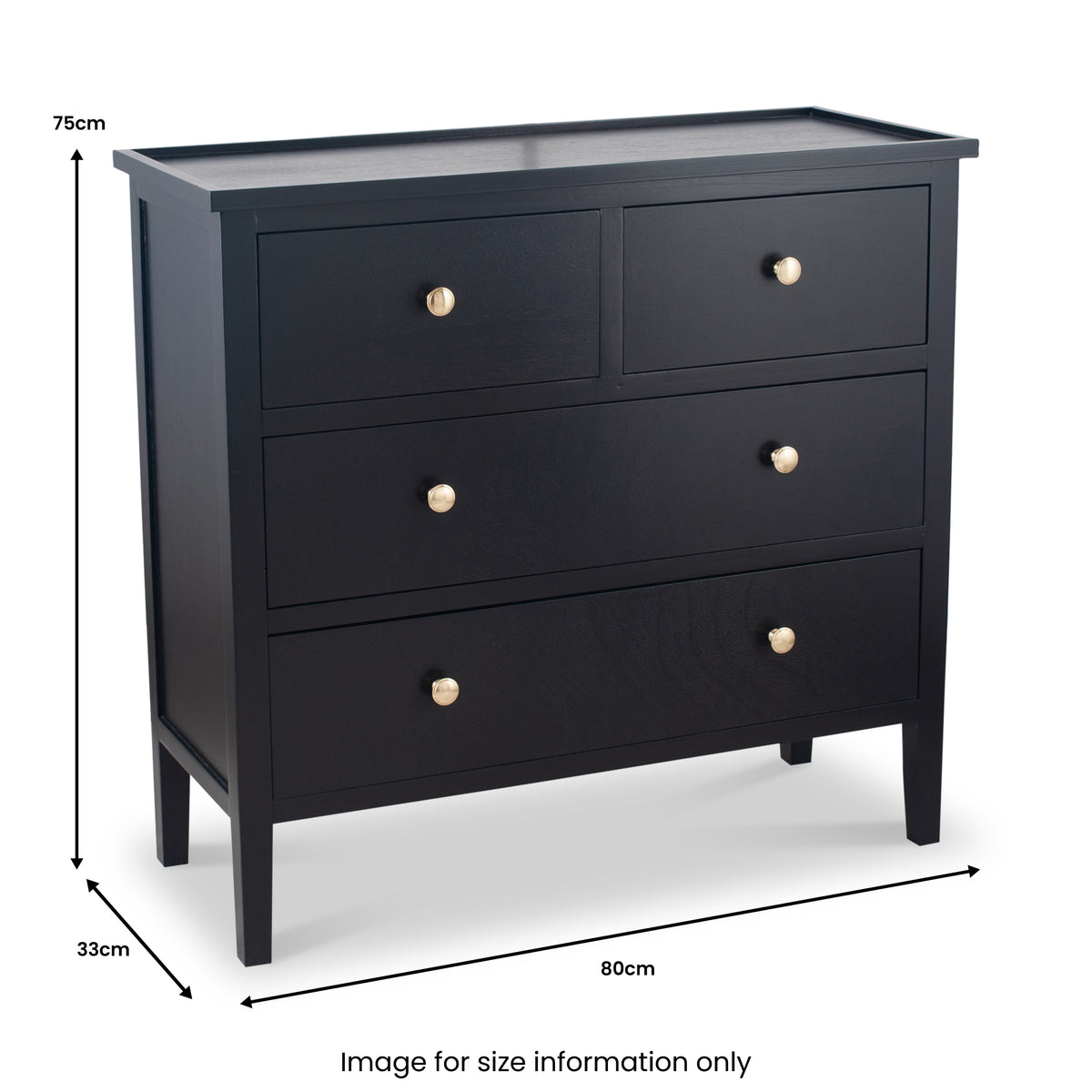 Chelmsford Black Pine Wood 4 Drawer Unit from Roseland Furniture