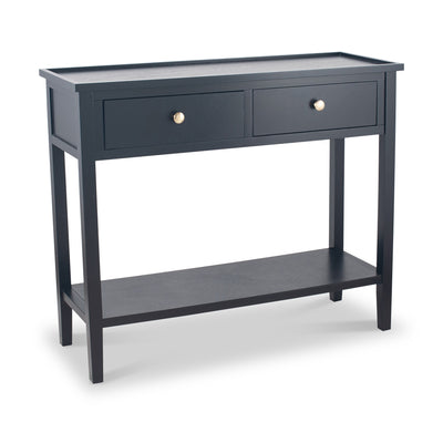 Chelmsford Satin Black Pine 2 Drawer Console Table