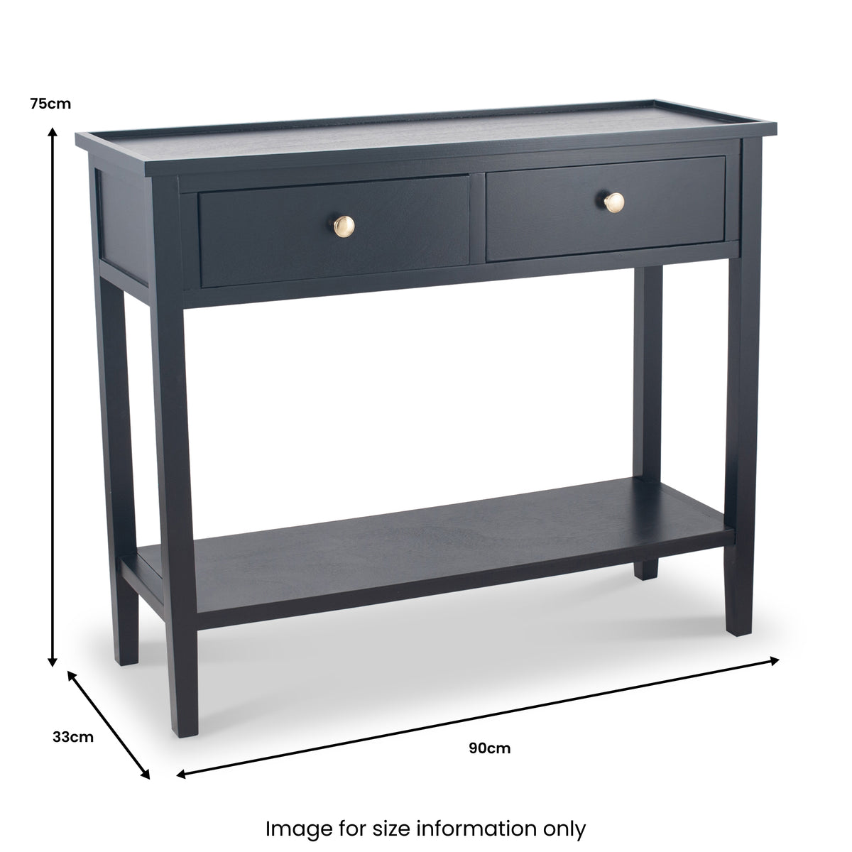 Chelmsford Black Wood 2 Drawer Console Table from Roseland Furniture