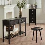 Chelmsford Black Wood 2 Drawer Console Table from Roseland Furniture