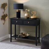Chelmsford Black Wood 2 Drawer Console Table from Roseland Furniture