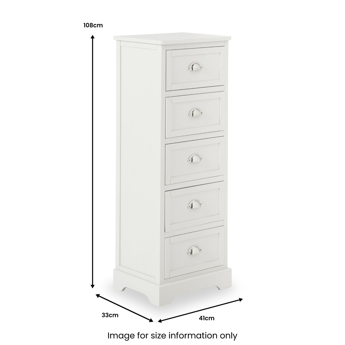 Croft Linen Pine Wood 5 Drawer Tall Unit from Roseland Furniture
