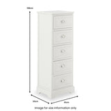 Croft Linen Pine Wood 5 Drawer Tall Unit from Roseland Furniture