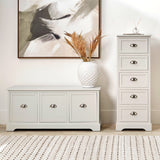 Croft Linen Pine Wood 5 Drawer Tall Unit from Roseland Furniture