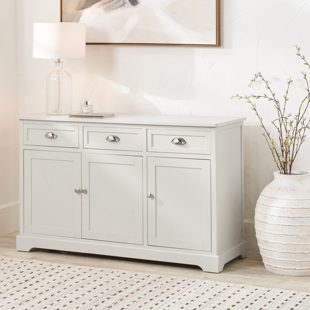 Croft Linen Pine Wood 3 Door 3 Drawer Unit from Roseland Furniture