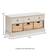 Devonshire Putty Pine Wood 3 Drawer 3 Basket Unit from Roseland Furniture