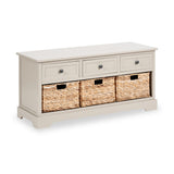 Devonshire Putty Pine Wood 3 Drawer 3 Basket Unit from Roseland Furniture