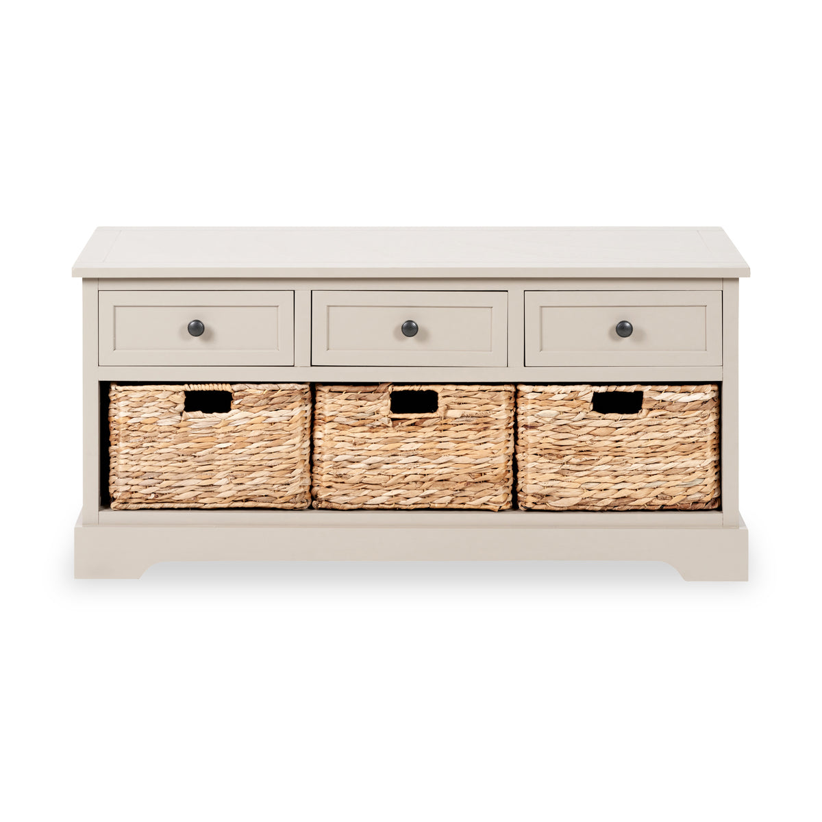 Devonshire Putty Pine Wood 3 Drawer 3 Basket Unit from Roseland Furniture