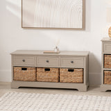 Devonshire Putty Pine Wood 3 Drawer 3 Basket Unit from Roseland Furniture