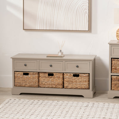 Devonshire Pine Storage Bench with Baskets