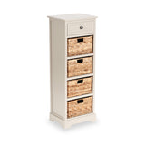 Devonshire Putty Wood 1 Drawer 4 Basket Tall Unit from Roseland Furniture