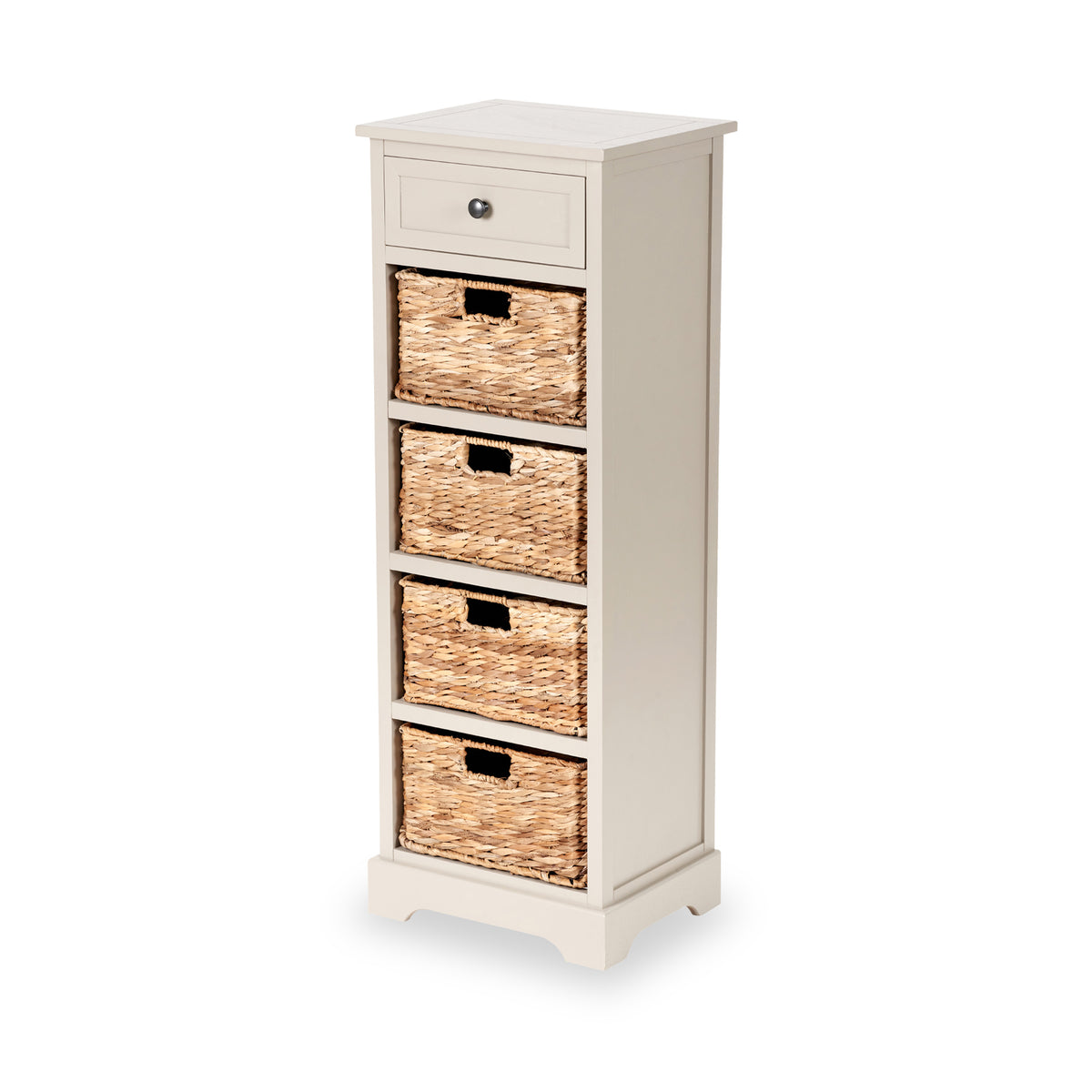 Devonshire Putty Wood 1 Drawer 4 Basket Tall Unit from Roseland Furniture