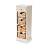 Devonshire Putty Wood 1 Drawer 4 Basket Tall Unit from Roseland Furniture