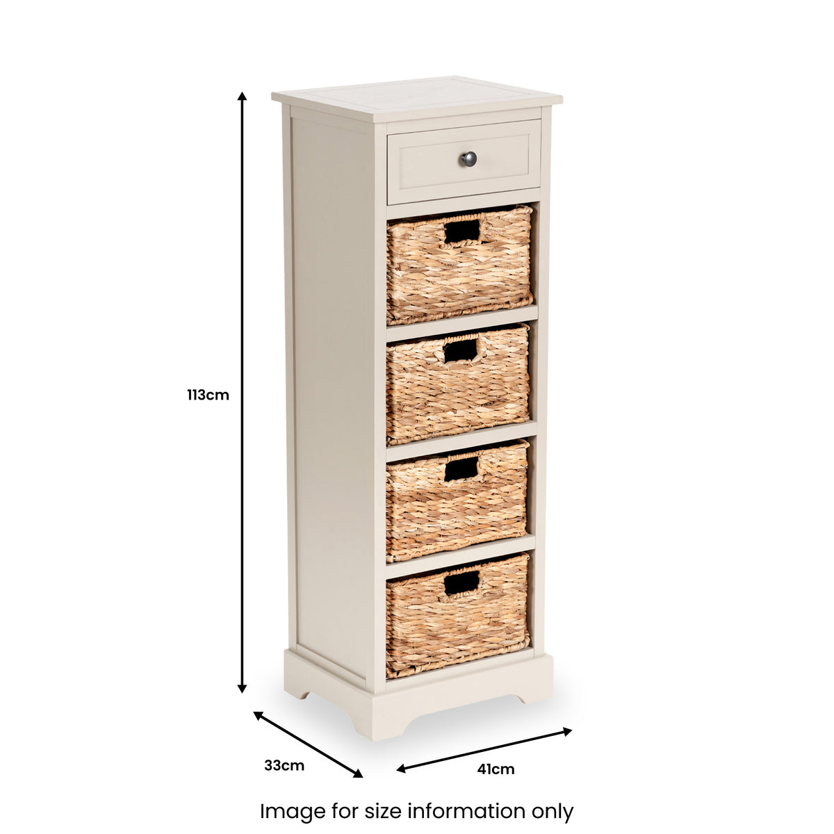 Devonshire Putty Wood 1 Drawer 4 Basket Tall Unit from Roseland Furniture