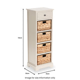 Devonshire Putty Wood 1 Drawer 4 Basket Tall Unit from Roseland Furniture