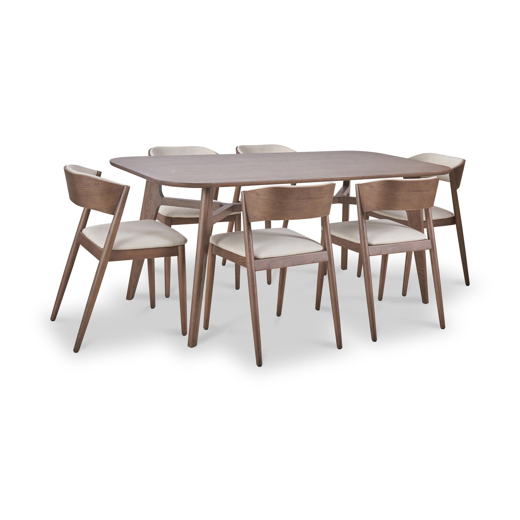 Elias Dark Ash Wood Dining Table and 6 Chairs from Roseland Furniture