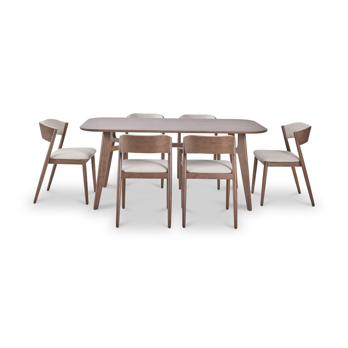Elias Dark Ash Wood Dining Table and 6 Chairs from Roseland Furniture