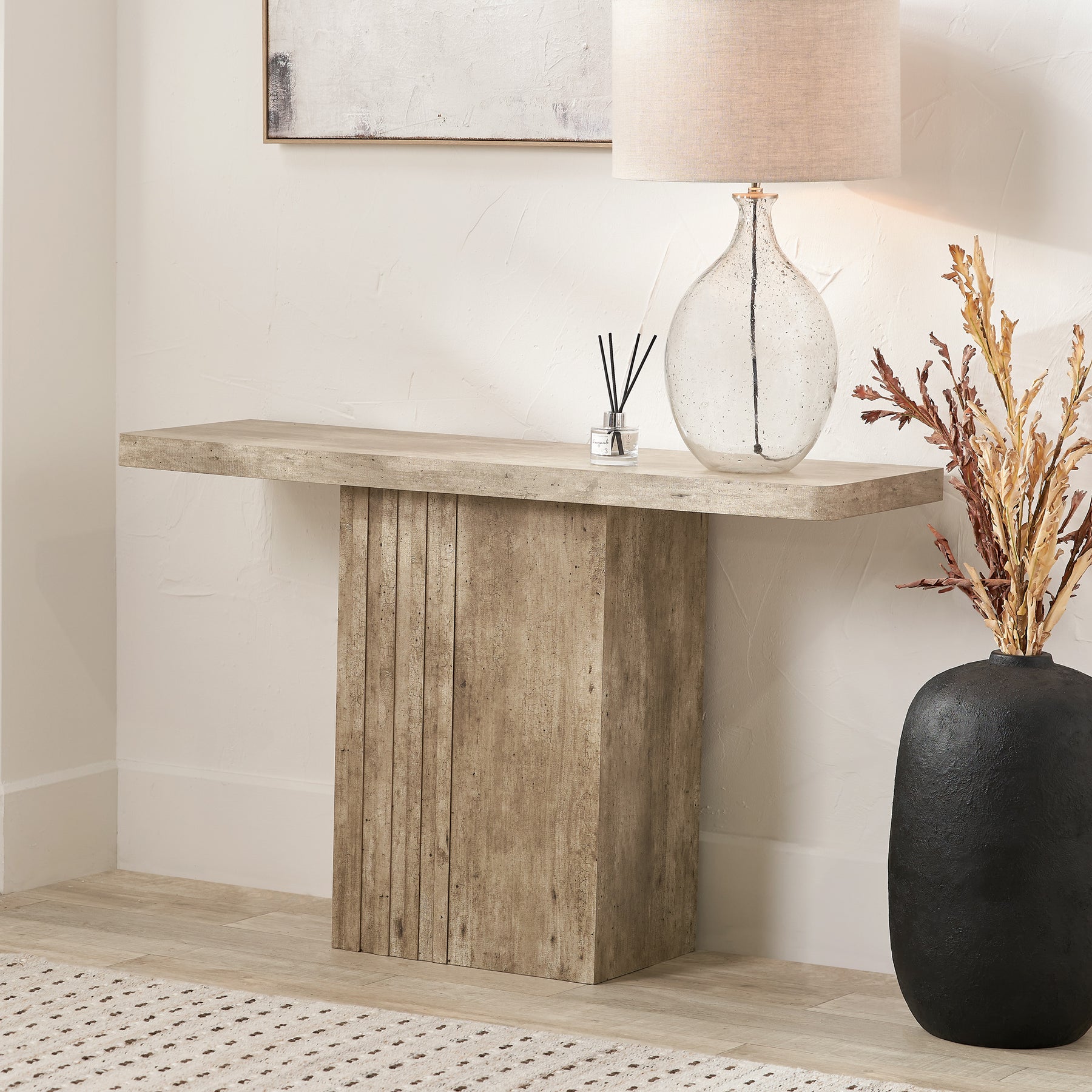 Elkton Concrete Effect Wood Console Table from Roseland Furniture