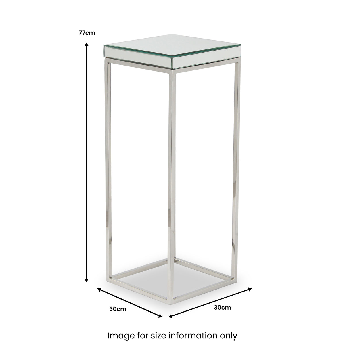 Elysee Mirrored Glass and Metal Square Side Table from Roseland Furniture