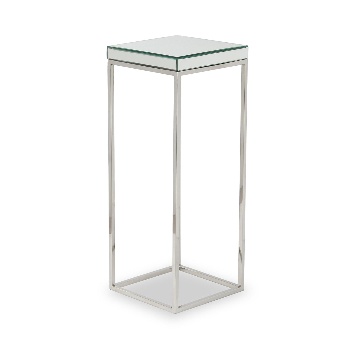 Elysee Mirrored Glass and Metal Square Side Table from Roseland Furniture