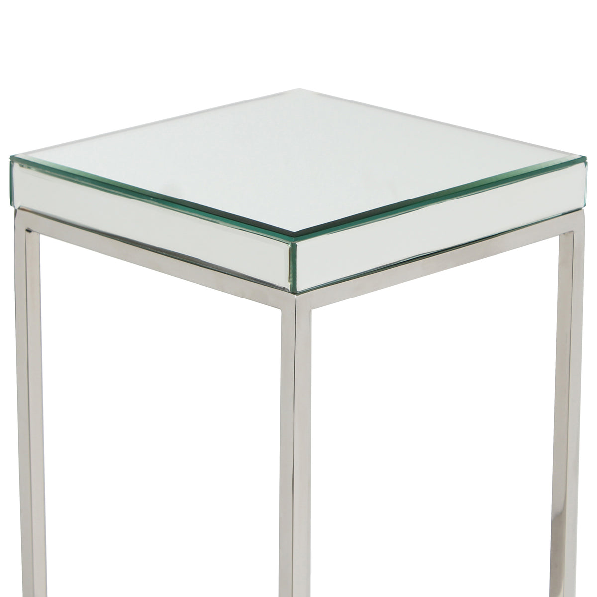 Elysee Mirrored Glass and Metal Square Side Table from Roseland Furniture