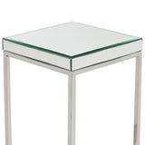 Elysee Mirrored Glass and Metal Square Side Table from Roseland Furniture