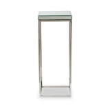 Elysee Mirrored Glass and Metal Square Side Table from Roseland Furniture