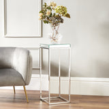 Elysee Mirrored Glass and Metal Square Side Table from Roseland Furniture