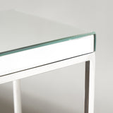 Elysee Mirrored Glass and Metal Square Side Table from Roseland Furniture