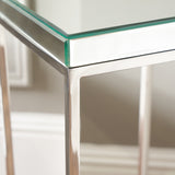 Elysee Mirrored Glass and Metal Square Side Table from Roseland Furniture
