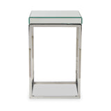 Elysee Mirrored Glass and Metal Small Side Table from Roseland Furniture