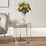 Elysee Mirrored Glass and Metal Small Side Table from Roseland Furniture