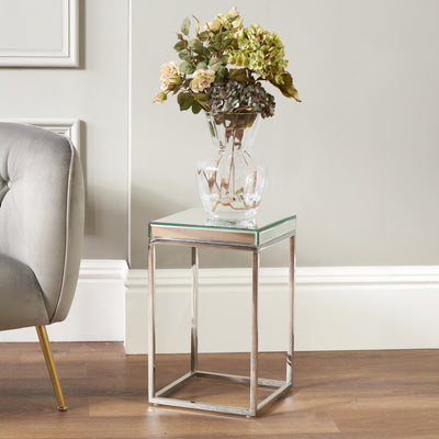 Elysee Mirrored Glass Square Side Table