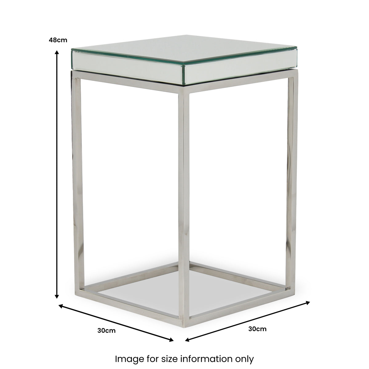 Elysee Mirrored Glass and Metal Small Side Table from Roseland Furniture