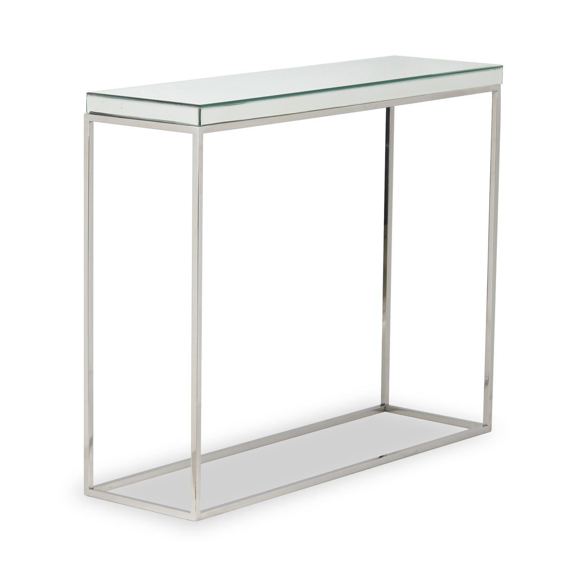 Elysee Mirrored Glass and Silver Metal Console Table from Roseland Furniture