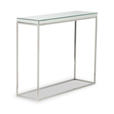 Elysee Mirrored Glass and Silver Metal Console Table from Roseland Furniture