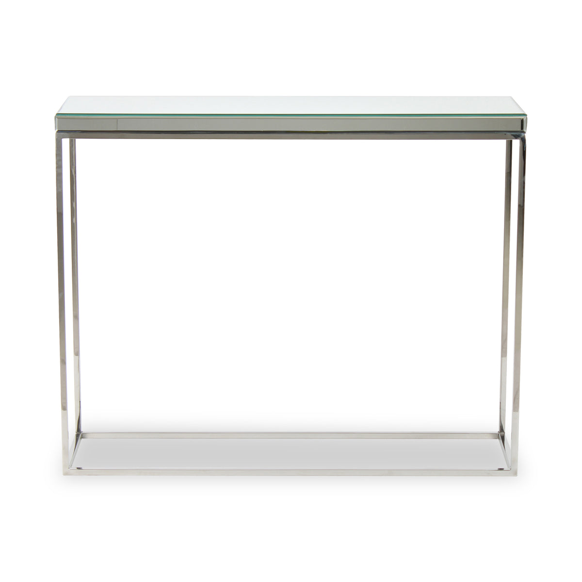 Elysee Mirrored Glass and Silver Metal Console Table from Roseland Furniture