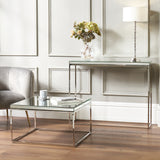 Elysee Mirrored Glass and Silver Metal Console Table from Roseland Furniture